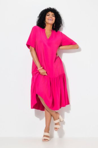 Plus size veliki brojevi Haljina midi kratkih rukava za punije