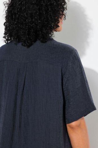 Plus size veliki brojevi Haljina midi kratkih rukava na kopčanje za punije