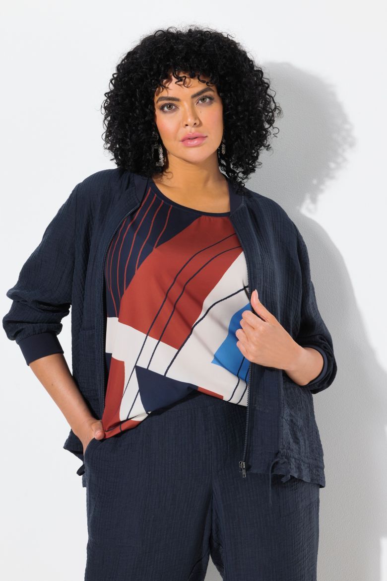 Plus size veliki brojevi Bluza dugih rukava s patentnim zatvaračem za punije