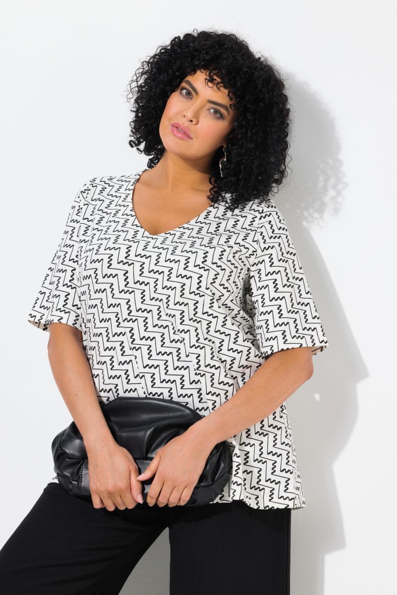 Plus size veliki brojevi Majica kratkih rukava V ovratnika za punije