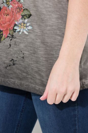 Plus size veliki brojevi Majica kratkih rukava V ovratnika za punije