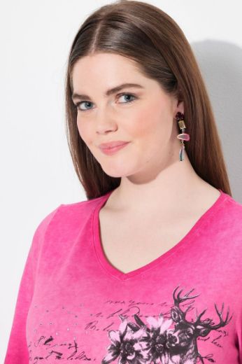 Plus size veliki brojevi Majica kratkih rukava V ovratnika za punije