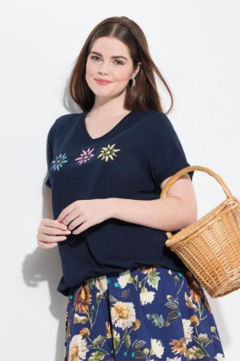 Plus size veliki brojevi Majica kratkih rukava V ovratnika za punije