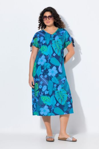 Plus size veliki brojevi Haljina midi kratkih rukava A kroja za punije