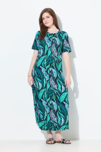 Plus size veliki brojevi Haljina maxi kratkih rukava okruglog ovratnika za punije