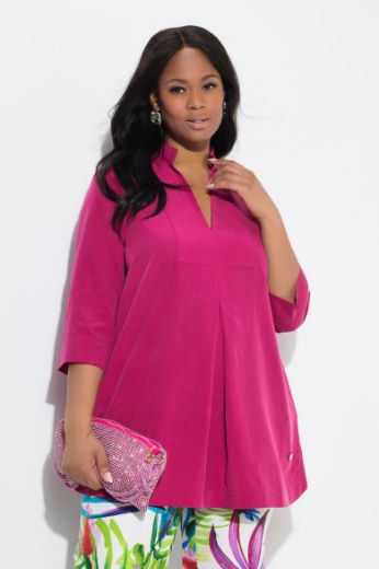 Plus size veliki brojevi Bluza s 3/4 rukavima V izreza za punije