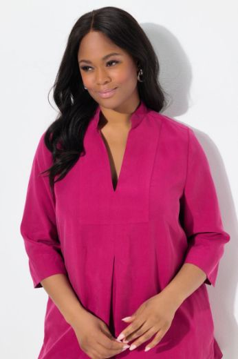Plus size veliki brojevi Bluza s 3/4 rukavima V izreza za punije