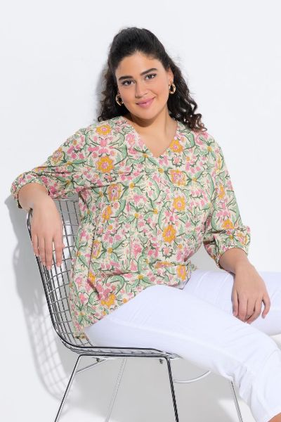 Veliki brojevi Bluza 3/4 rukava A kroja moda za punije