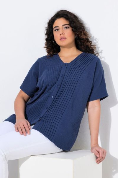 Veliki brojevi Bluza kratkih rukava od muslina moda za punije