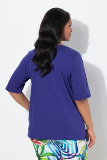 Plus size veliki brojevi Majica V ovratnik s ukrasima na ovratniku za punije