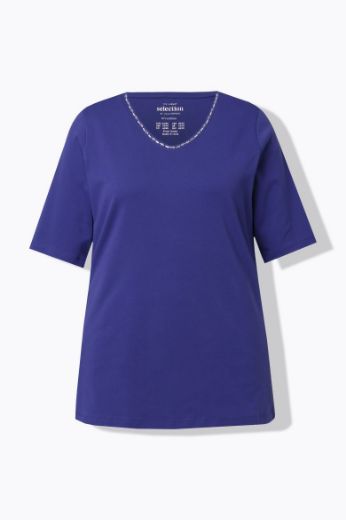 Plus size veliki brojevi Majica V ovratnik s ukrasima na ovratniku za punije