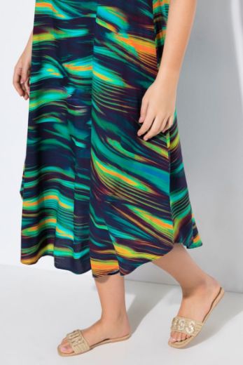 Plus size veliki brojevi Haljina midi kratkih rukava A kroja za punije