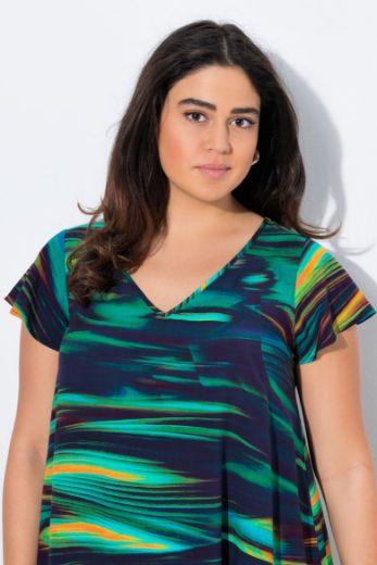 Plus size veliki brojevi Haljina midi kratkih rukava A kroja za punije