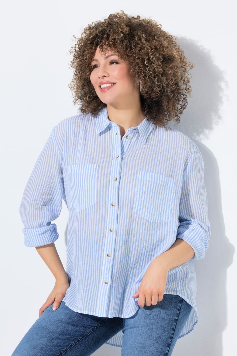 Plus size veliki brojevi Bluza dugih rukava na pruge za punije