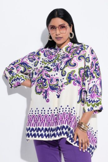 Plus size veliki brojevi Bluza 3/4 rukava šireg A kroja za punije