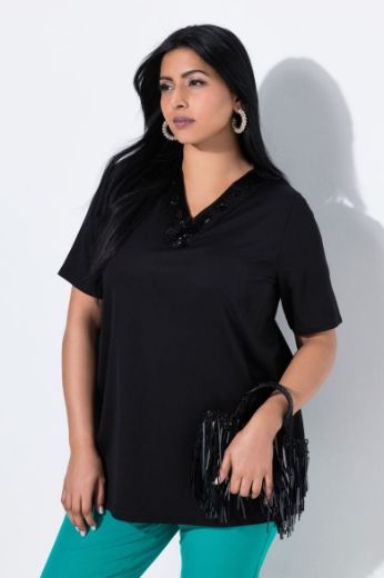Plus size veliki brojevi Majica kratkih rukava V ovratnika za punije