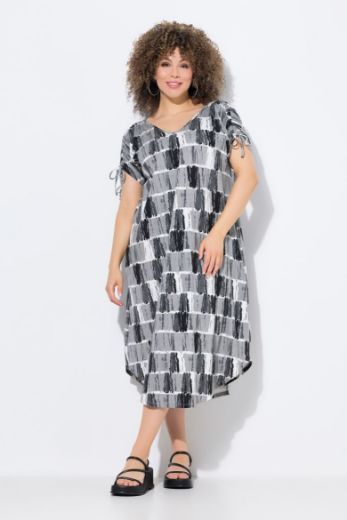 Plus size veliki brojevi Haljina midi kratkih rukava V ovratnika za punije