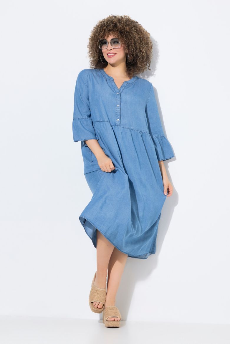 Plus size veliki brojevi Haljina midi 3/4 rukava A kroja za punije