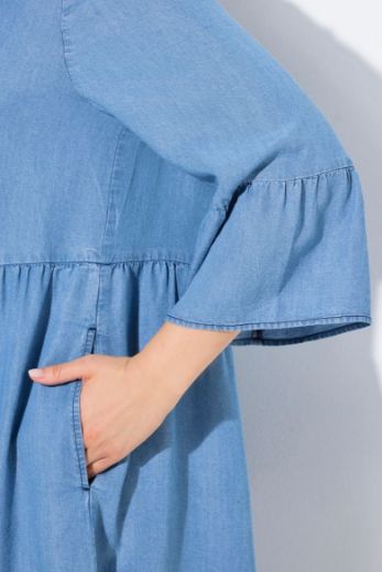 Plus size veliki brojevi Haljina midi 3/4 rukava A kroja za punije