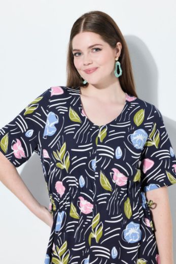 Plus size veliki brojevi Haljina midi kratkih rukava za punije