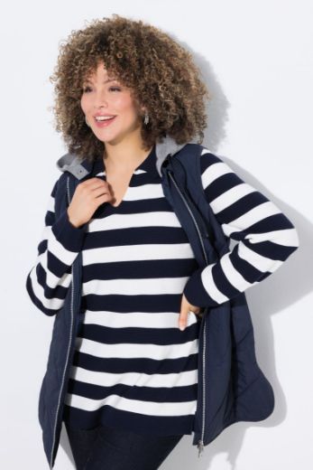 Plus size veliki brojevi Pulover dugih rukava V ovratnika za punije