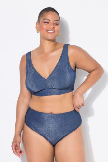 Plus size veliki brojevi Kupaće gaće visokog struka sa svjetlucavim efektom za punije