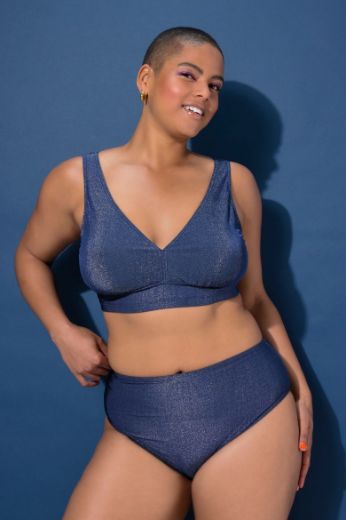 Plus size veliki brojevi Kupaće gaće visokog struka sa svjetlucavim efektom za punije