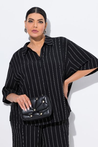 Veliki brojevi Blusa polu rukava na pruge moda za punije