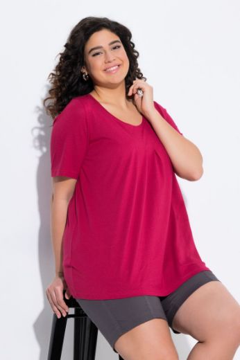 Plus size veliki brojevi Majica s naborima duži model za punije