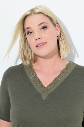 Plus size veliki brojevi Pidžama kratkih rukava i ukrasnom čipkom na obrubima za punije