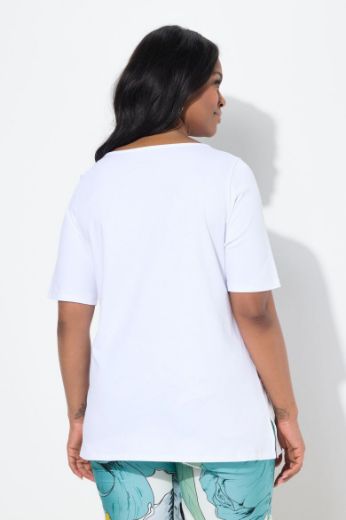 Plus size veliki brojevi Majica elegantna kratkih rukava s ukrasnim dodatkom na ovratniku za punije