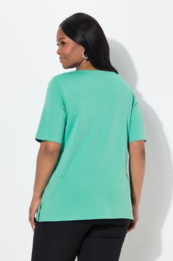 Plus size veliki brojevi Majica elegantna kratkih rukava s ukrasnim dodatkom na ovratniku za punije