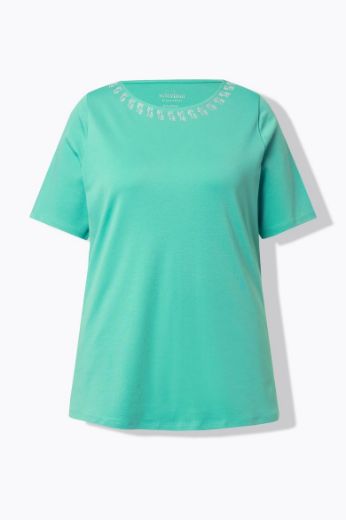 Plus size veliki brojevi Majica elegantna kratkih rukava s ukrasnim dodatkom na ovratniku za punije