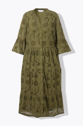 Plus size veliki brojevi Haljina maxi 3/4 rukava na volane za punije