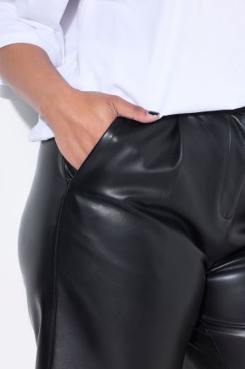 Plus size veliki brojevi Bermude visokog struka od umjetne kože za punije