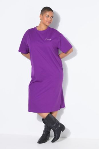 Plus size veliki brojevi Haljina midi kratih rukava šireg kroja za punije