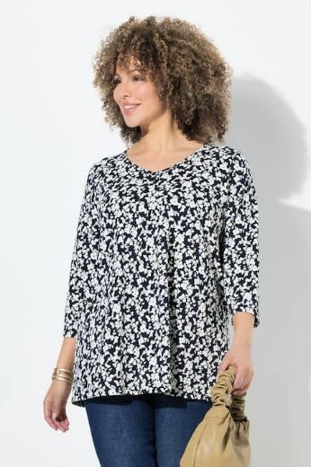 Plus size veliki brojevi Majica s 3/4 rukavima A kroja cvjetnogg printa za punije