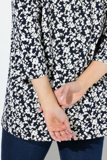 Plus size veliki brojevi Majica s 3/4 rukavima A kroja cvjetnogg printa za punije