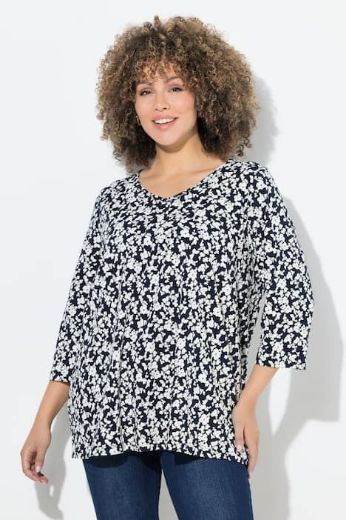 Plus size veliki brojevi Majica s 3/4 rukavima A kroja cvjetnogg printa za punije