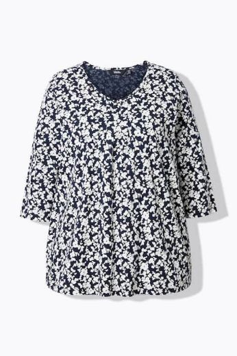 Plus size veliki brojevi Majica s 3/4 rukavima A kroja cvjetnogg printa za punije