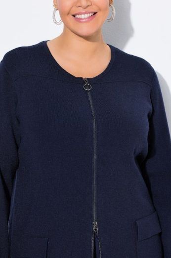 Plus size veliki brojevi Kardigan s džepovima i patentnim zatvaračem za punije