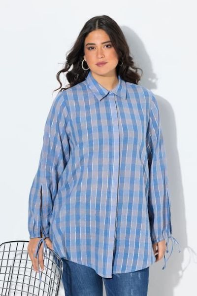 Veliki brojevi Bluza dugih rukava karirana moda za punije