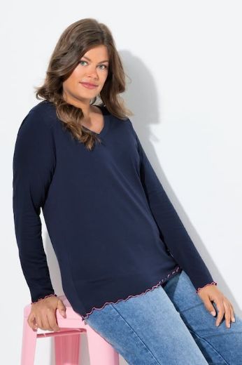 Plus size veliki brojevi Majica dugih rukava V ovratnika za punije