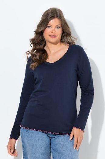Plus size veliki brojevi Majica dugih rukava V ovratnika za punije