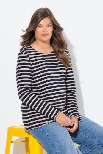 Plus size veliki brojevi Majica dugih rukava na pruge za punije