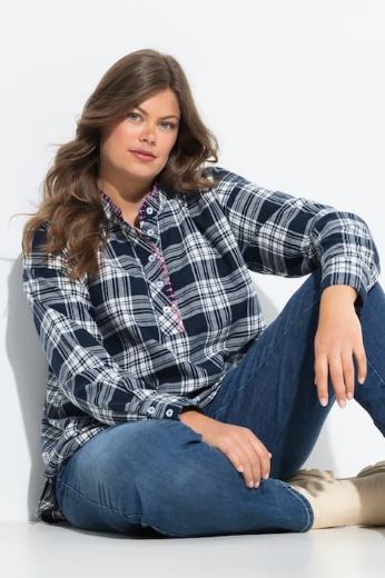 Plus size veliki brojevi Bluza dugih rukava karirana za punije