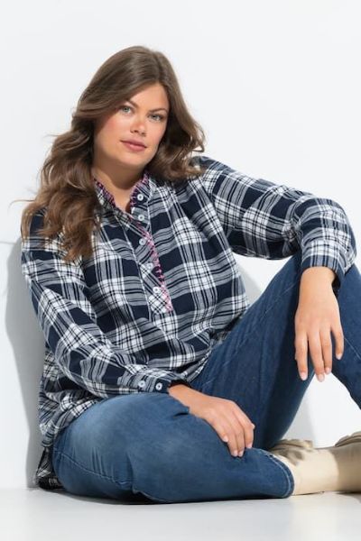 Veliki brojevi Bluza dugih rukava karirana moda za punije