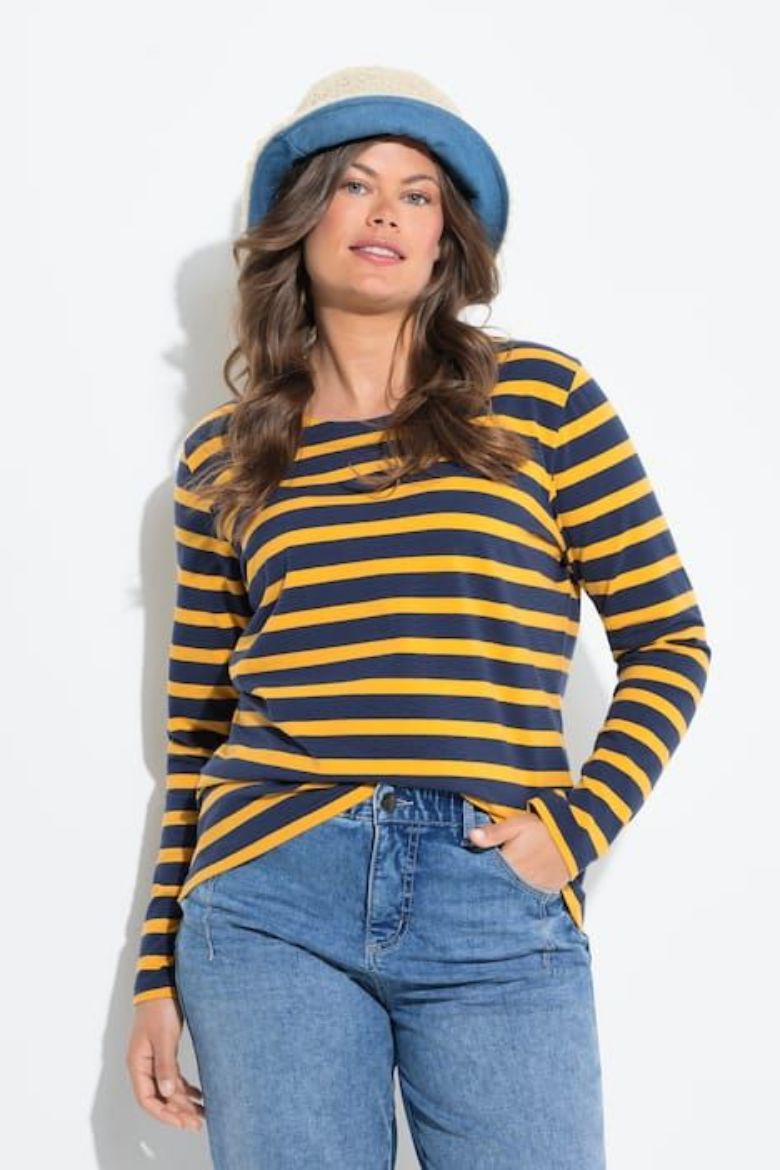 Plus size veliki brojevi Majica dugih rukava na pruge za punije