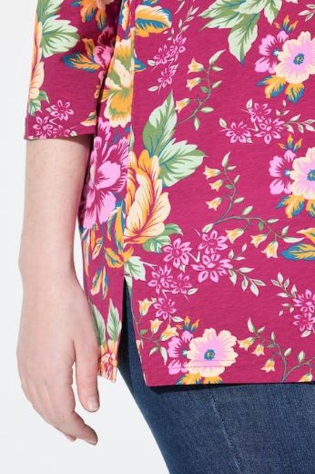 Plus size veliki brojevi Majica 3/4 rukava cvjetnog motiva za punije