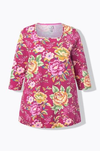 Plus size veliki brojevi Majica 3/4 rukava cvjetnog motiva za punije